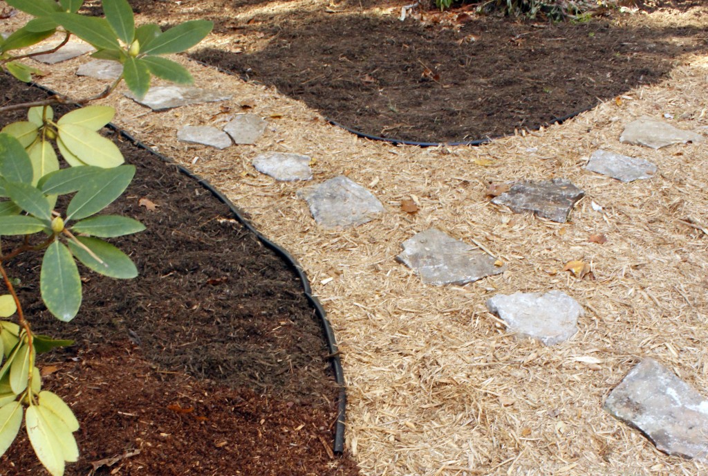 beautiful two color mulch pathway