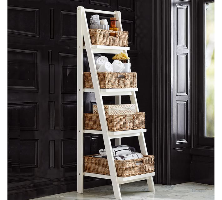 pottery barn ladder display shelves
