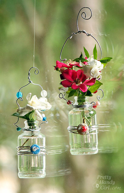 hanging bead flower vases