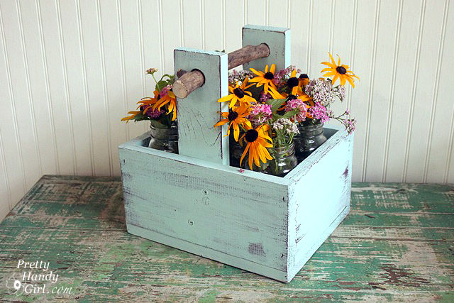 Small Rustic Wooden Table Caddy