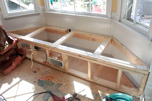 framed window seat plus wiring and hvac