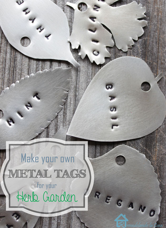 Metal tags for herb garden