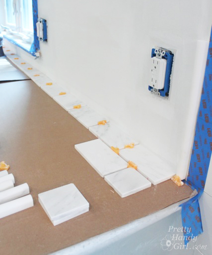 How to Install a Tile Backsplash (Tile setting) | Pretty Handy Girl