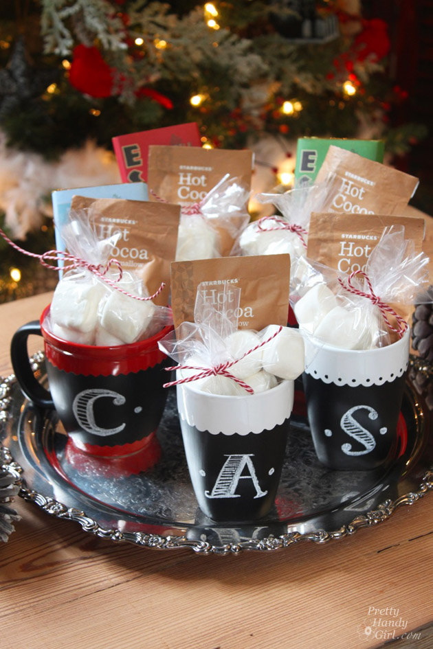 Gifts from your Kitchen - chalkboard painted cocoa mugs. 