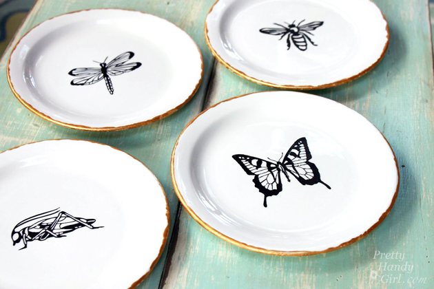 Pen and Ink Sketch Decorative Dessert Plates | Pretty Handy Girl