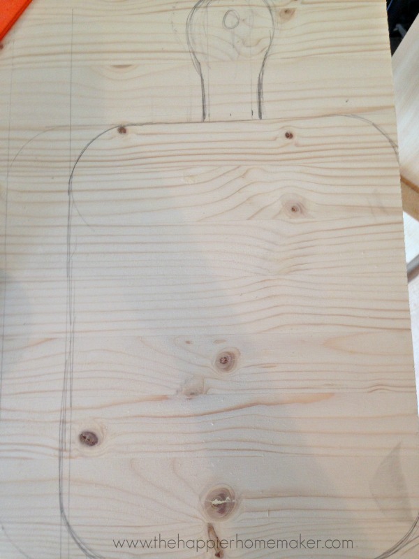 sketching cutting board outline