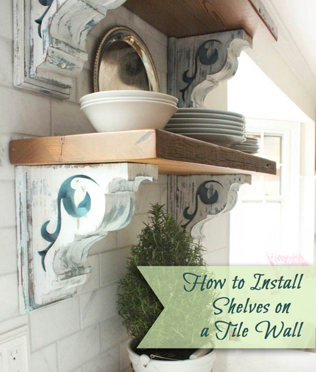 How to Install Shelves on a Tile Wall (using Corbels) | Pretty Handy Girl