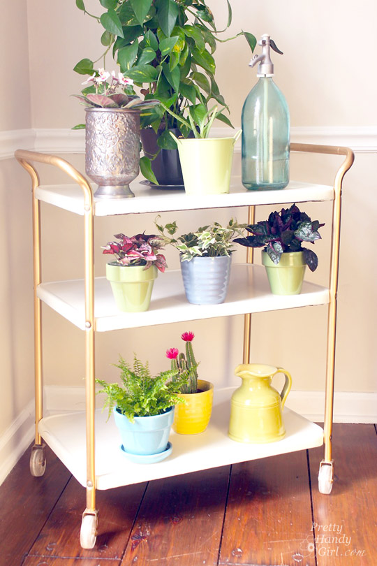 Upcycled Metal Rolling Cart Plant Stand | Pretty Handy Girl