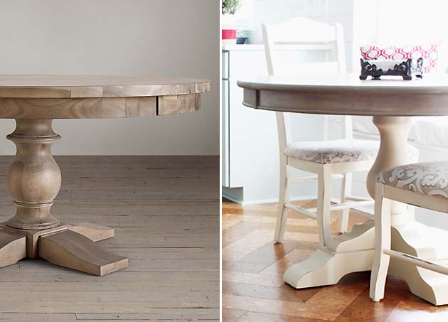 RH pedestal table knock off using Faux Weathered Gray Wood Grain Technique | Pretty Handy Girl