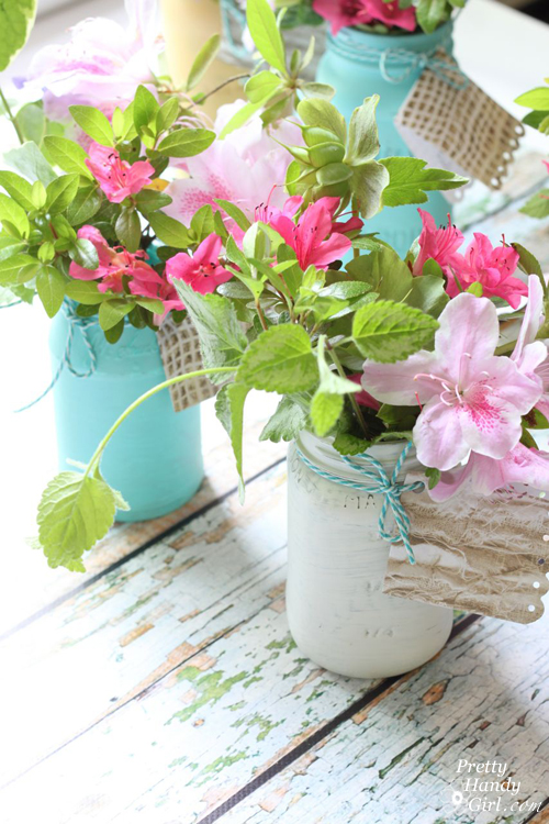 Farmhouse Painted (chalk like paint) Jar Vases | Pretty Handy Girl