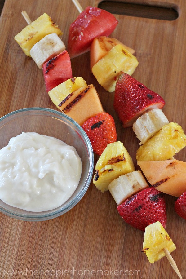 grilled fruit with coconut honey dip