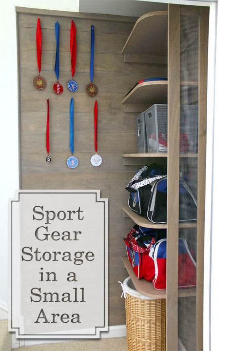 Sport Gear Storage in a Small Space | Pretty Handy Girl