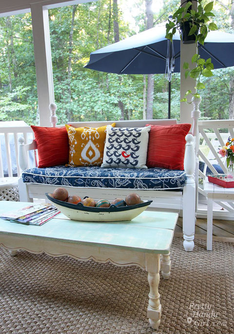 Turning a Bed Frame into a Patio Bench