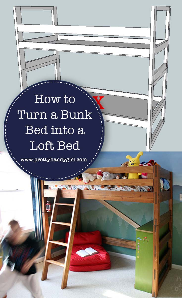 See how Pretty Handy Girl turns her son's bunk bed into a loft bed in a few simple steps | DIY bed | DIY loft bed #prettyhandygirl #DIYbed #DIYproject #DIYloftbed