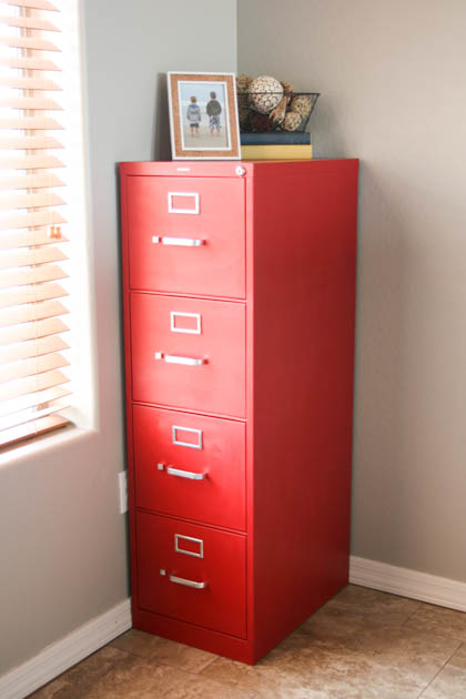 Red File Cabinet Makeover using Chalk Paint