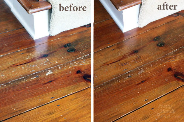 Before and After How to Refinish Wood Floors without Sanding | Pretty Handy Girl