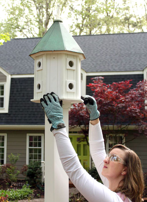 Install a Post Mounted Birdhouse | Pretty Handy Girl