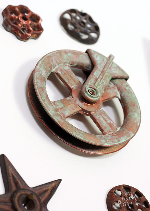 Faux Aged Metal Pulley
