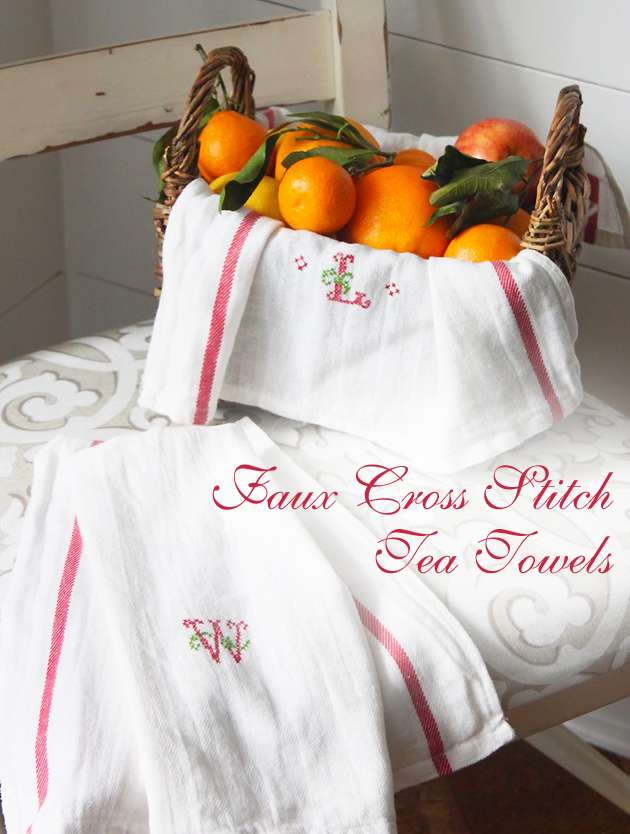 Faux Cross Stitch Tea Towels