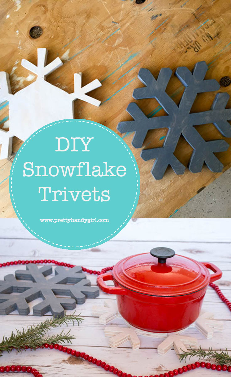 Add holiday charm to your kitchen with these simple and pretty DIY snowflake trivets | DIY holiday home decor | Pretty Handy Girl #prettyhandygirl #DIY #holidayhome