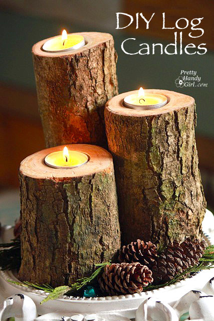 Log Tealight Pillar Candles