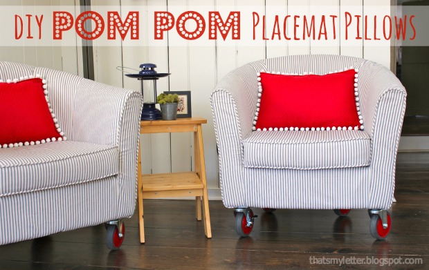 DIY Pom Pom Placemat Pillows