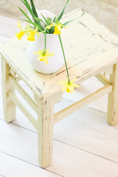 Chalk Painted Wooden Stool