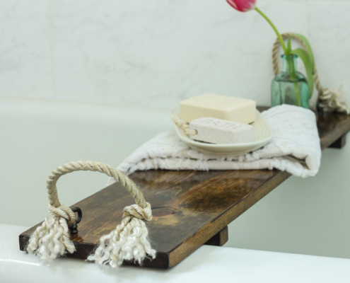 Rustic Wood Bathtub Tray | Pretty Handy Girl