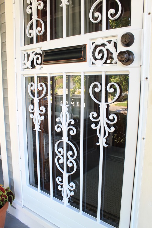 metal storm door with mail slot