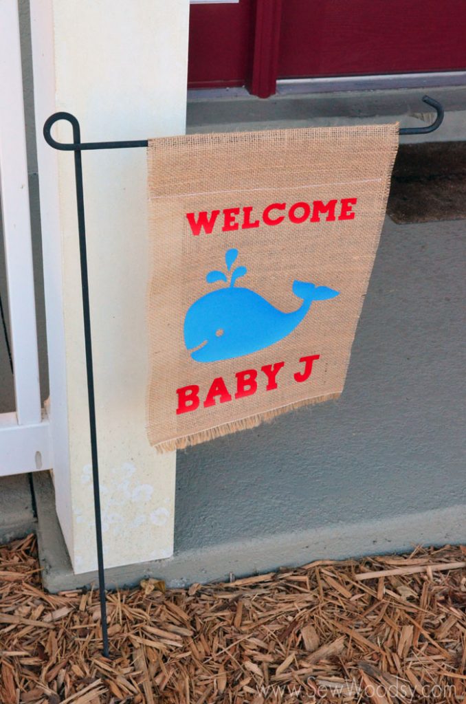Welcome Baby J Whale Flag