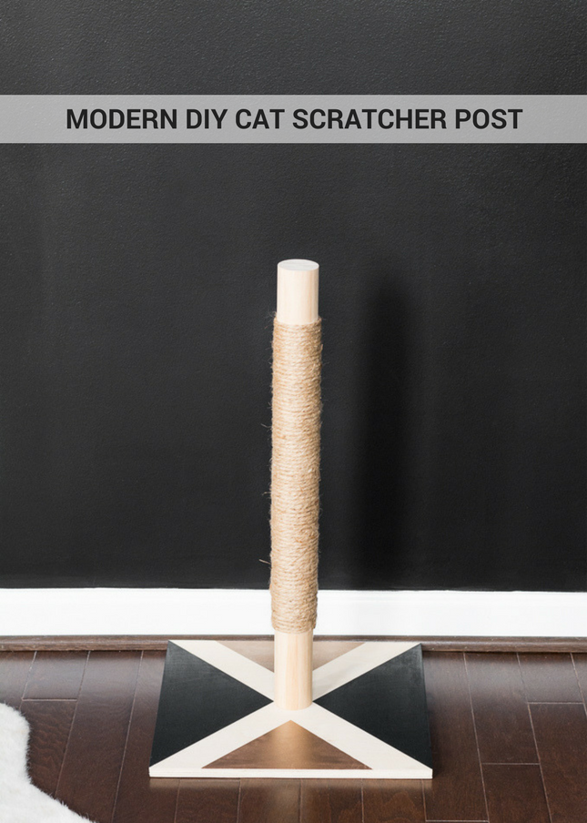 Learn how to make a modern DIY cat scratcher post!