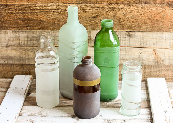 Frosted Glass Vases from the Recycled Bin
