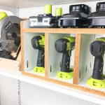 This cordless drill storage, together with the circular saw stand, make it easy to find the tools I need.