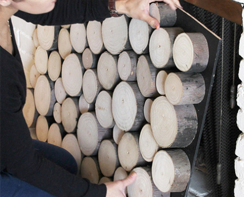 Wood Slice Fireplace Draft Stopper