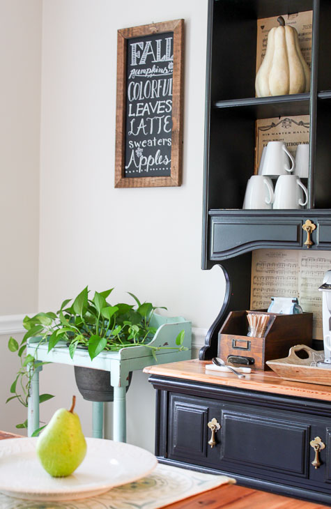 Coffee station with rustic farmhouse feel.