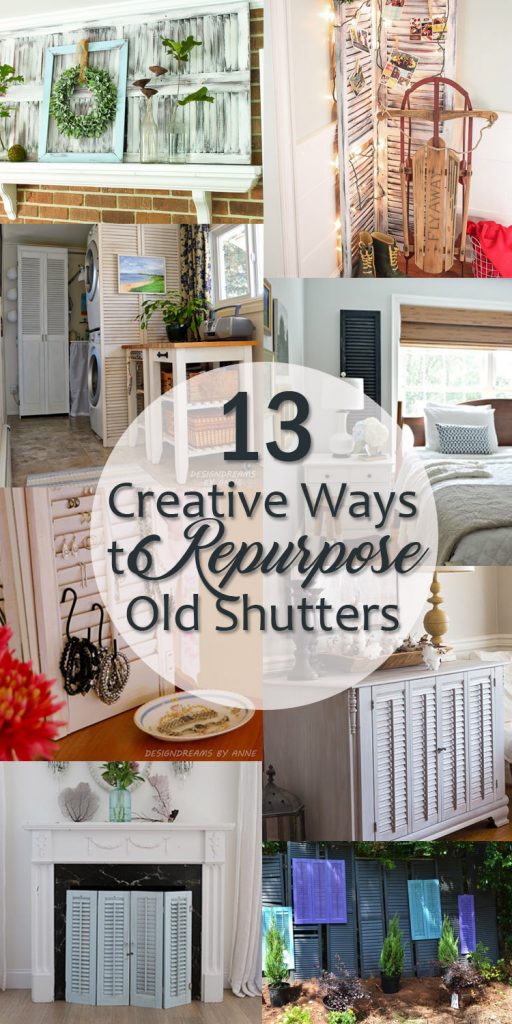 creative ways to repurpose old shutters - pinterest image