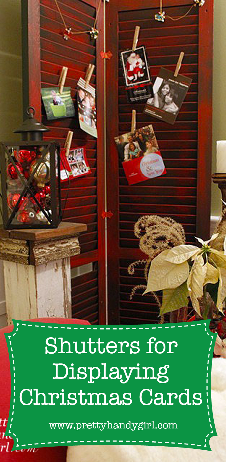displaying christmas cards on shutters