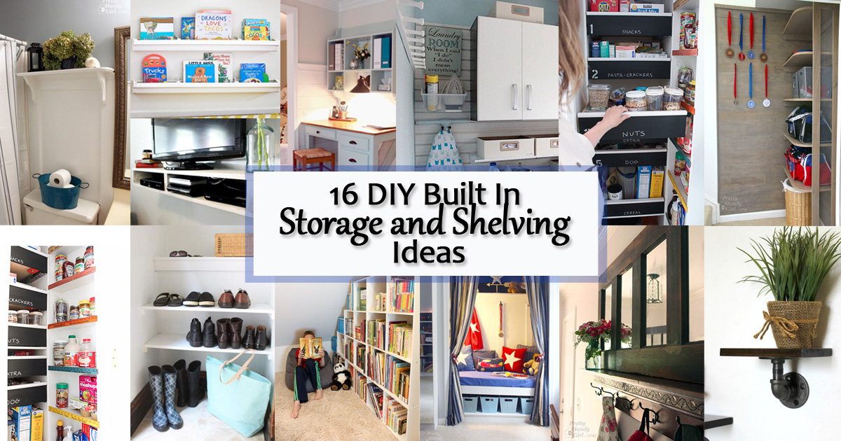 16 diy built in storage and shelving ideas social media image