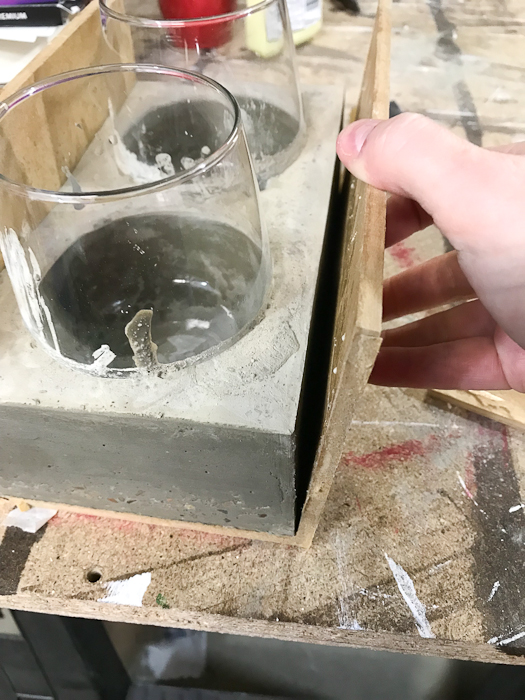 DIY Concrete Desk Organizer- remove all sides of the mold