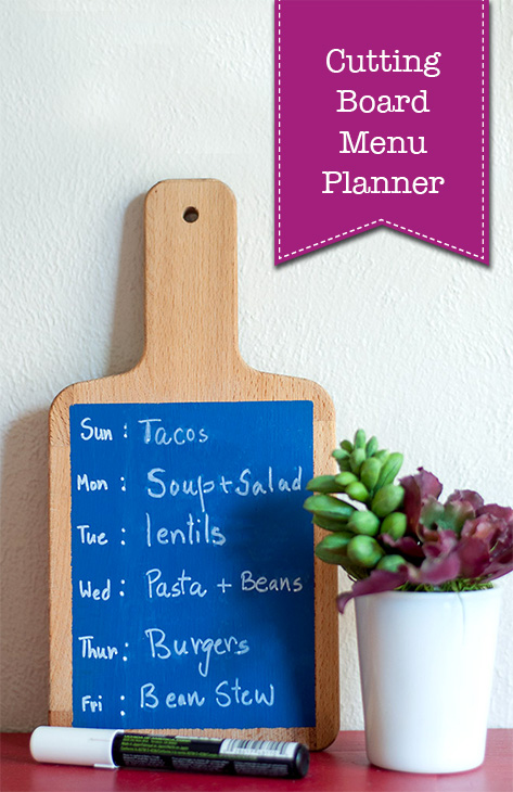 Simple Chalkboard Cutting Board Menu Planner | Pretty Handy Girl