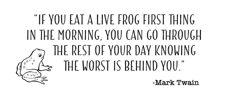 Eat your frog first thing in the morning Mark twain quote