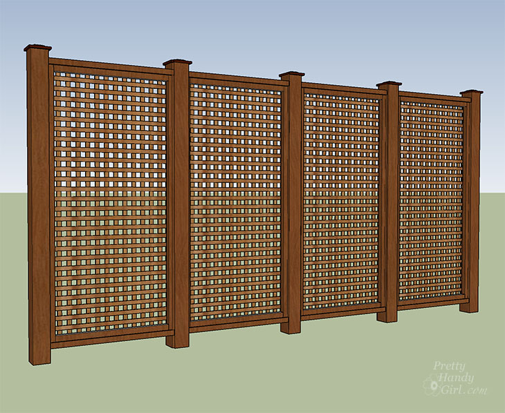completed window pane lattice privacy fence