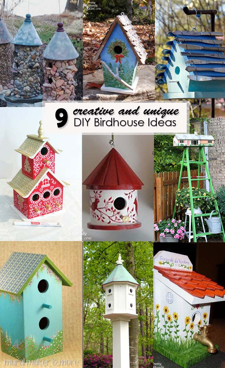 9 Creative and Unique DIY Birdhouse Ideas - Pinterest Image