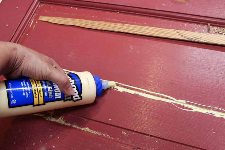 Add lots of wood glue to door crack