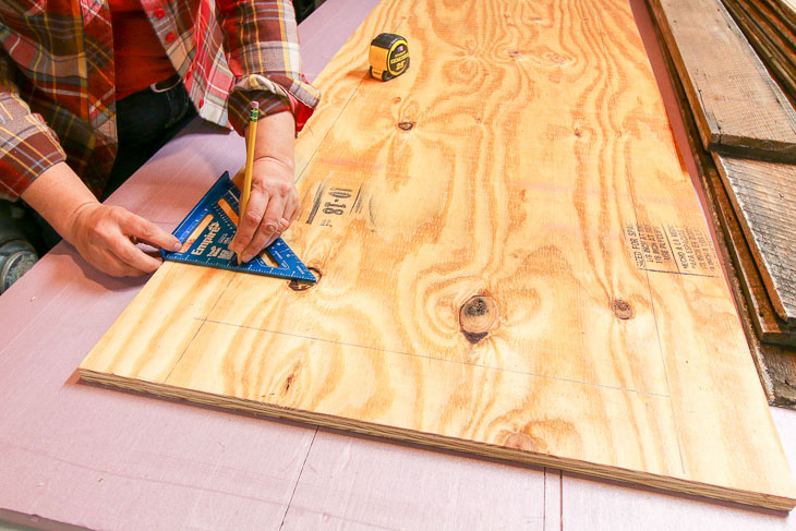 measure and mark on plywood for door size