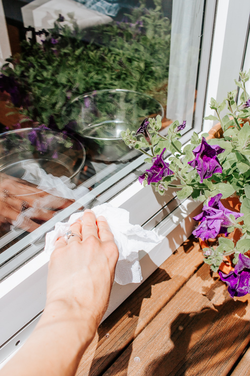 Wipe off excess water from your window sill