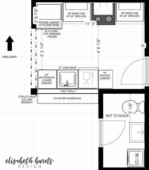 kitchen layout of Millie's Remodel project