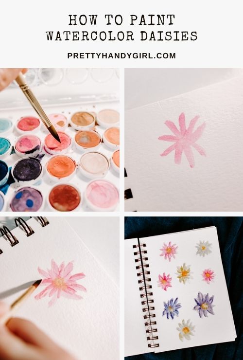 tutorial for painting watercolor daisy flowers