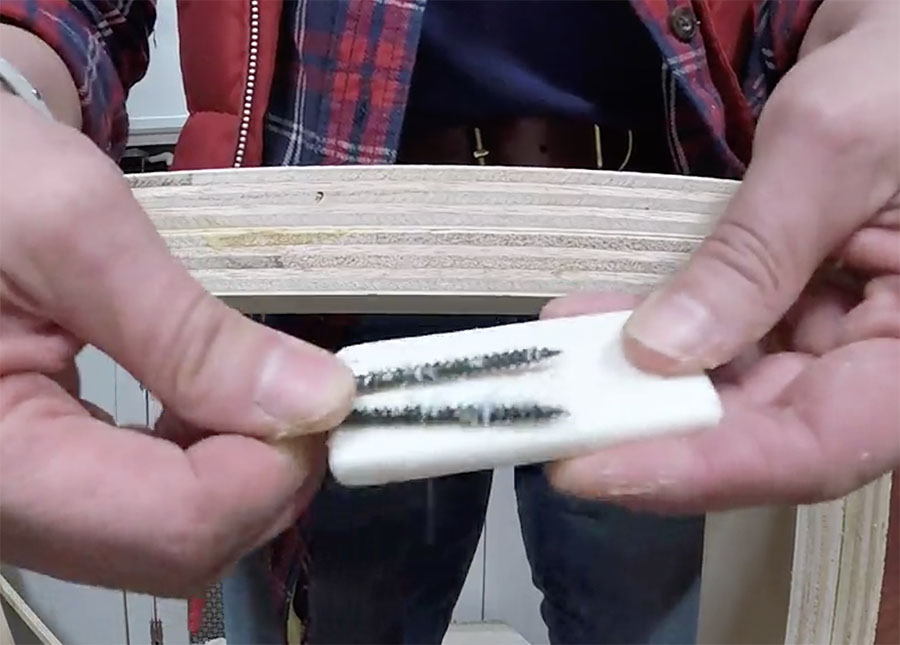 rub screws on soap to make them go easier into hard wood or multiple layers of wood