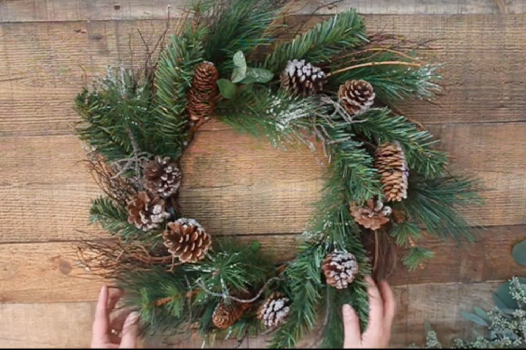cheap pine wreath from thrift store